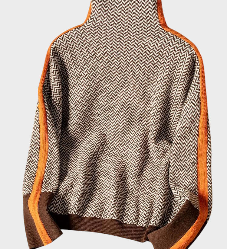 Aili - Kõrge kaelusega kampsun erksate kontrastsete triipudega